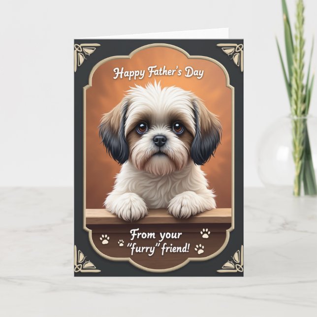 Tarjeta rústica de Día del Padre para cachorro (Anverso)