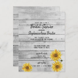Tarjeta Rústica de Ducha Bridal Sunflowers de Made