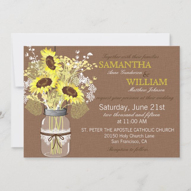 Tarjeta rústica de la invitación de la boda de la (Anverso)