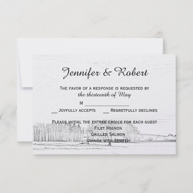 Tarjeta rústica de la respuesta de la boda del (Anverso)