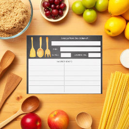 Tarjeta Rústica de Receta de Utensilios Amarillos