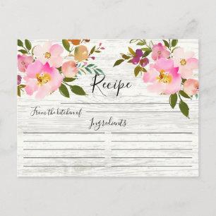 Tarjeta Rústica de Receta Floral Rústica Rosa y Mo