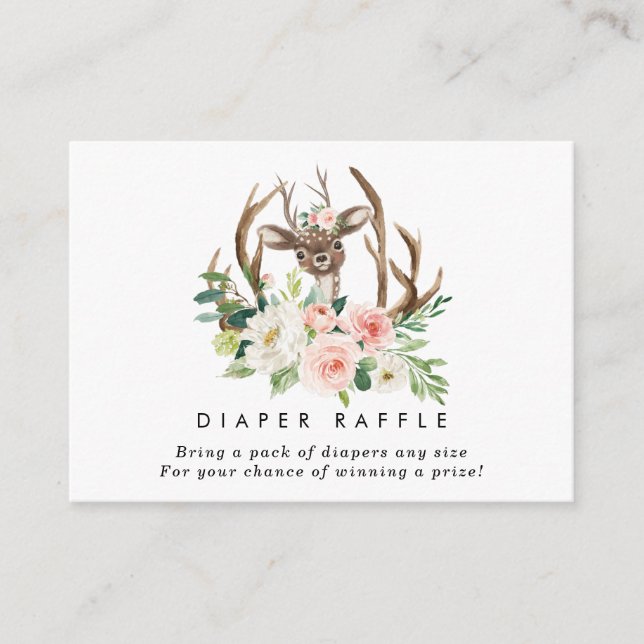 tarjeta rústica de recinto de ciervo floral Diaper (Anverso)