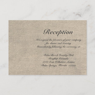 Tarjeta rústica de RSVP de la arpillera que se