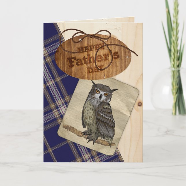 Tarjeta rústica del día de padres de madera y de (Anverso)