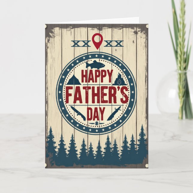 Tarjeta rústica del Día del Padre feliz (Anverso)