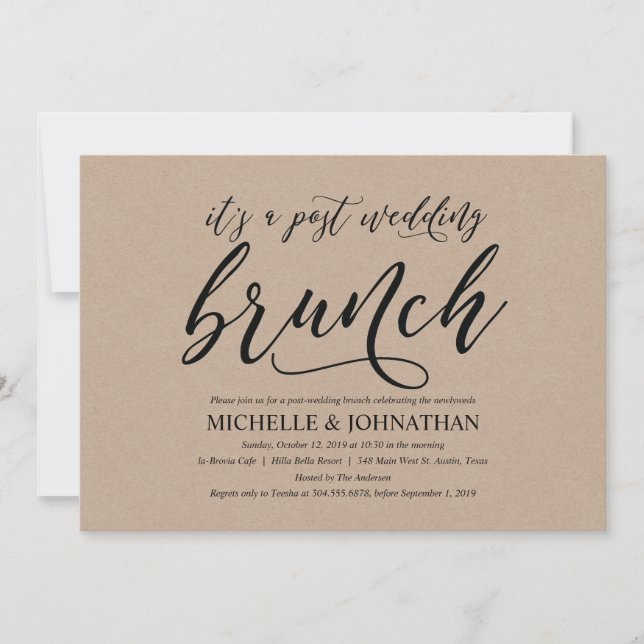 Tarjeta rústica elegante de la invitación del (Anverso)