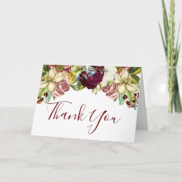 Tarjeta Rústica Floral Botánica Borgoña Gracias