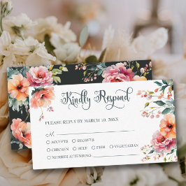 Tarjeta Rústica Floral Garden Wedding QR Mini RSVP