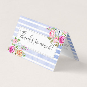 Tarjeta Rústica Floral Watercolor Moderno Stripe Gracias