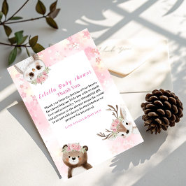 Tarjeta Rústica floral Woodland Baby Girl