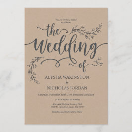 Tarjeta rústica hermosa de la invitación de la