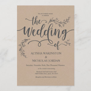 Tarjeta rústica hermosa de la invitación de la