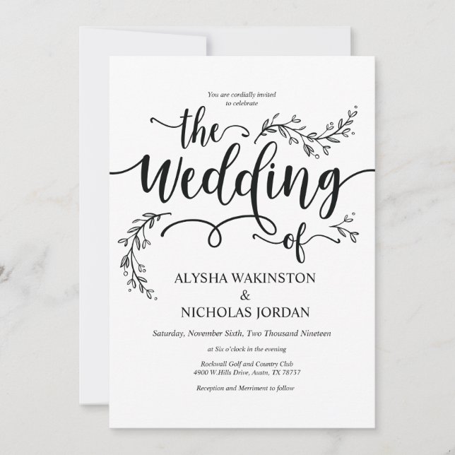 Tarjeta rústica hermosa de la invitación de la (Anverso)