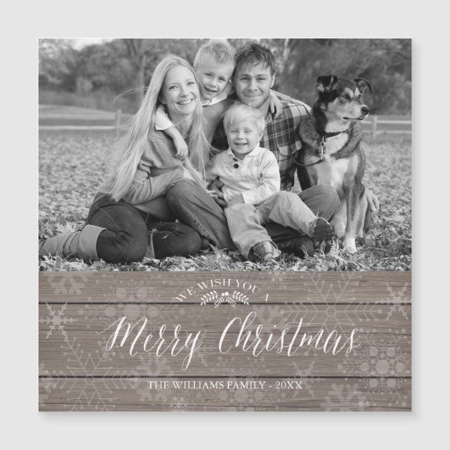 Tarjeta rústica magnética de la foto del navidad (Anverso)