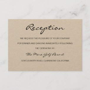 Tarjeta Rústica Romántica de Recepción o de Alojam