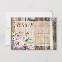 Tarjeta Rústica RSVP de la Moda del Boho de Peony 