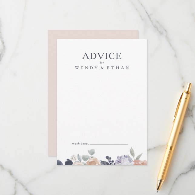 Tarjeta Rustica Simple de Consejos para Bodas Flor (Anverso/Reverso In Situ)