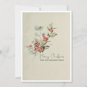 Tarjeta rústica simple de Navidades botánicos de i