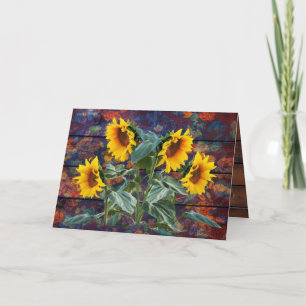 Tarjeta Rústicas hojas otoñales y girasoles