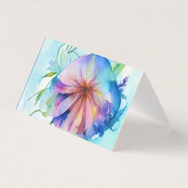 Tarjeta Rústico azul armenwiano Floral Custom Name Gift En (Anverso)