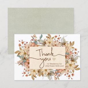 Tarjeta Rústico Boho Wildflowers Baby Shower Gracias