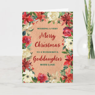 Tarjeta Rústico Floral Diosa hija Feliz Navidad