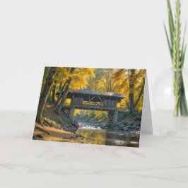 Tarjeta Rústico puente cubierto de otoño por cumpleaños