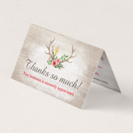 Tarjeta Rústico venado Antler Bohemian Floral Wood Gracias
