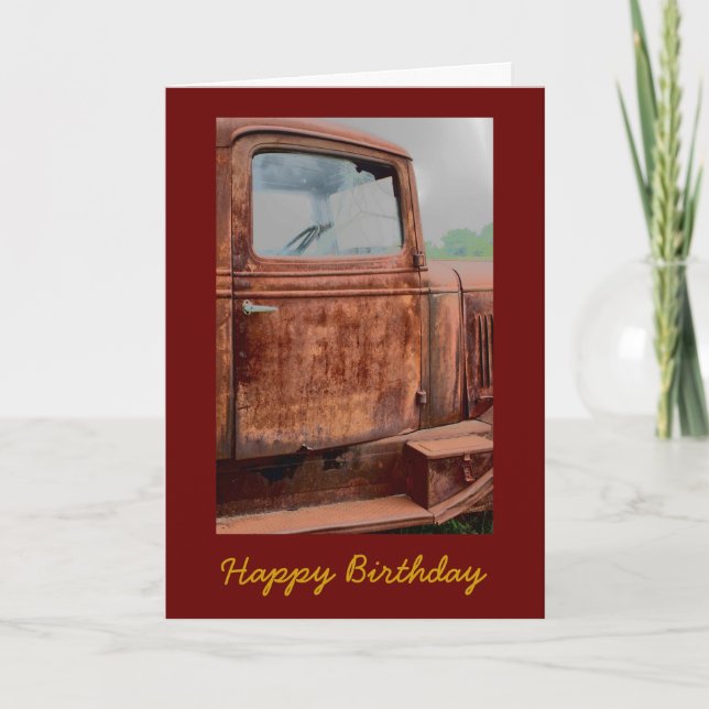 Tarjeta Rusty Old Truck Masculine Birday Card (Anverso)