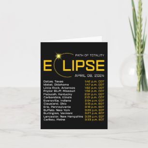 Tarjeta Ruta de la Totalidad 2024 Mapa del eclipse total A