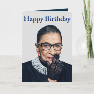 Tarjeta Ruth Bader Ginsburg con mano enguantada