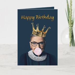 Tarjeta Ruth Bader Ginsburg Soplando Chicle Rosa Burbuja