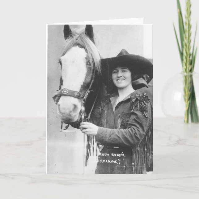 Tarjeta Ruth Roach y su caballo. (Anverso)