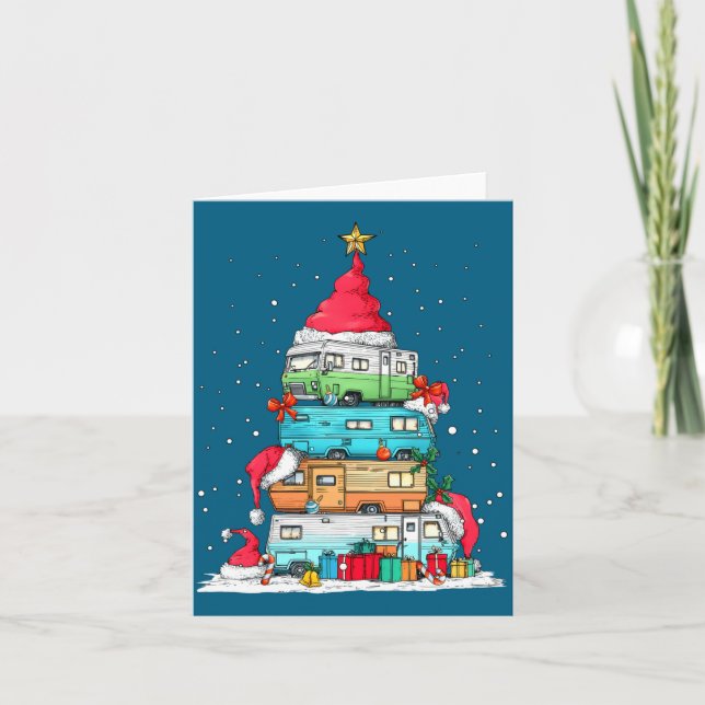 Tarjeta Rv Camng Camper Travel Vacation Christmas Tree Xma (Anverso)