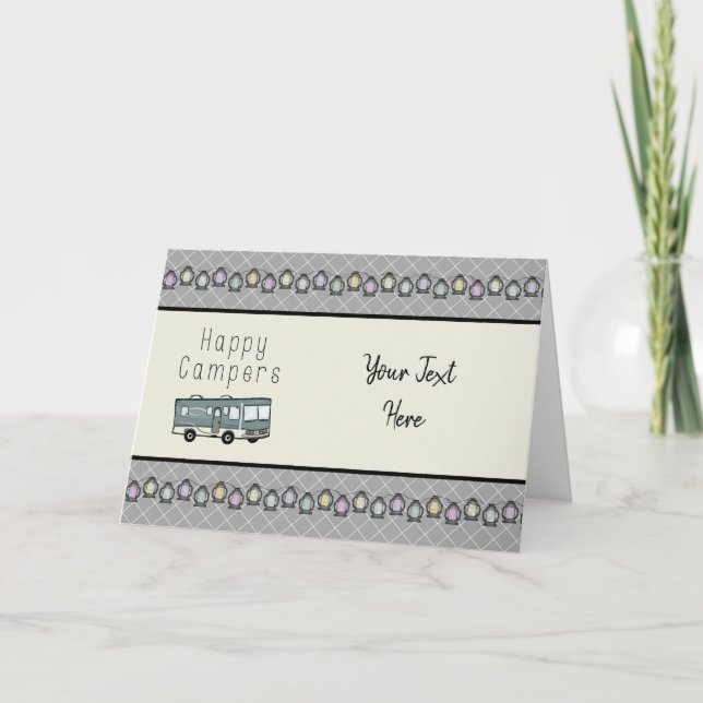 Tarjeta RV personalizado de feliz campista (Anverso)