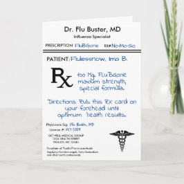 Tarjeta RX Prescription Pad Funny Flu Remedy