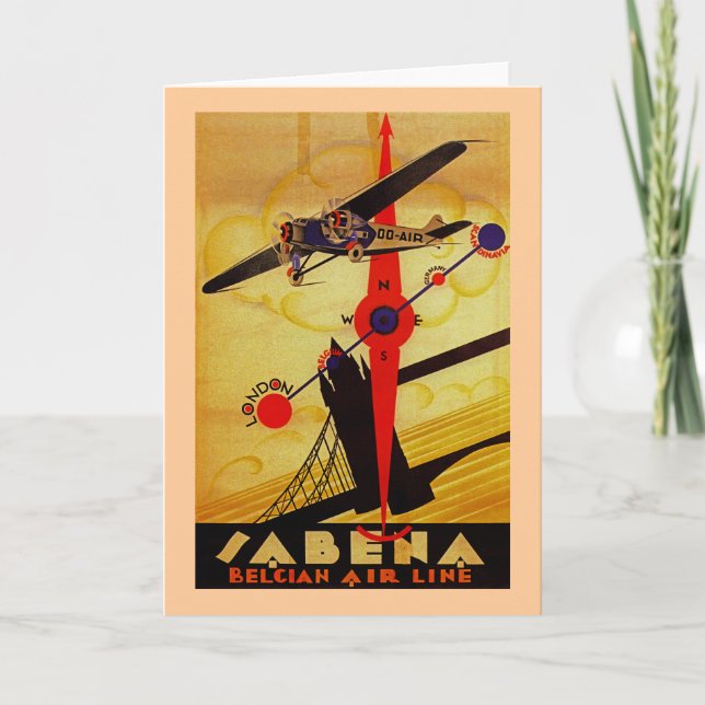 Tarjeta Sabena Art Deco Compass (Anverso)