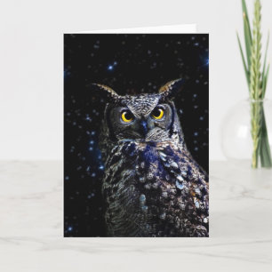 Tarjeta Saber búho viejo y estrellas