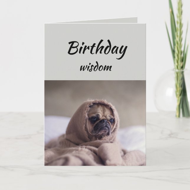 Tarjeta Sabiduría de cumpleaños divertida con animal de pe (Anverso)