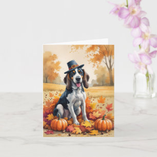 Tarjeta Sabueso Bluetick Hojas de Otoño Arte del Día de Ac