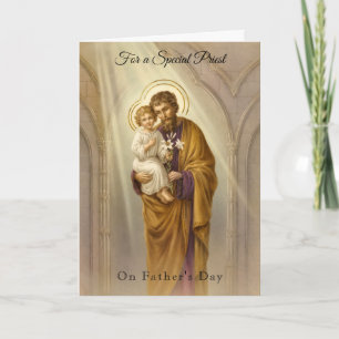 Tarjeta Sacerdote católico Día del Padre St. José Jesús