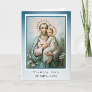 Tarjeta Sacerdote Católico San José Día del Padre Jesús