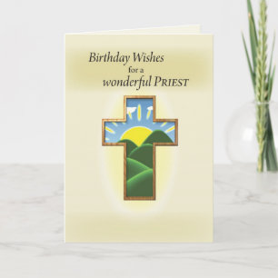 Tarjeta Sacerdote cruzado del cumpleaños