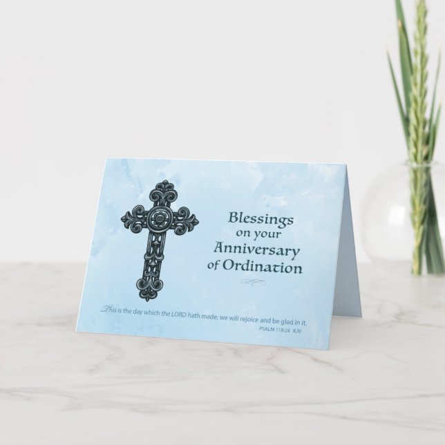 Tarjeta Sacerdote de aniversario de ordenación, cruz de or (Anverso)