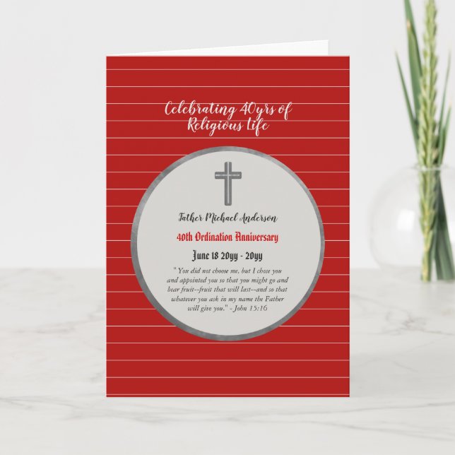 Tarjeta Sacerdote de la Ordenación del 40° Aniversario - C (Anverso)