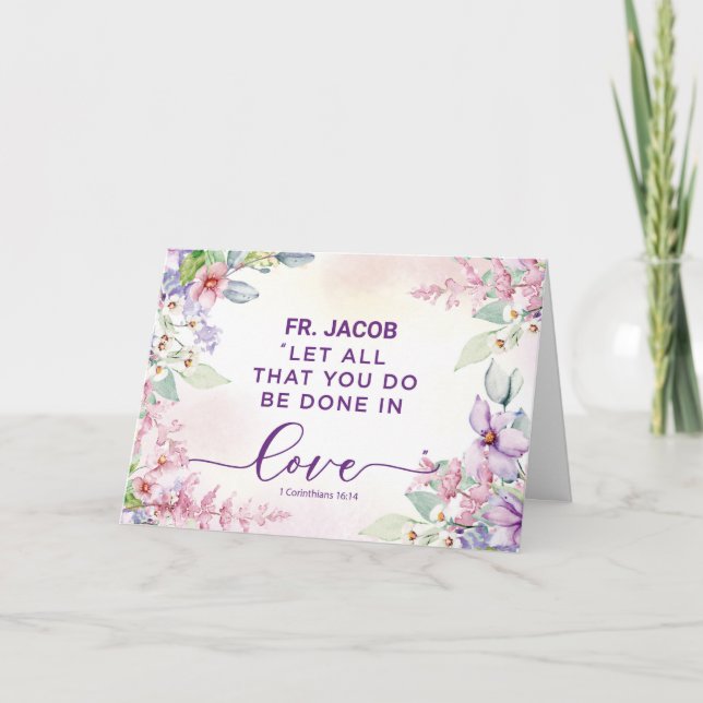 Tarjeta Sacerdote Día de San Valentín religioso: Escritura (Anverso)