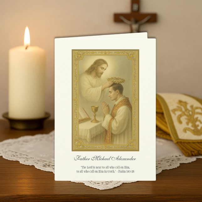 Tarjeta Sacerdote Jesús coronando el aniversario del sacer (Subido por el creador)