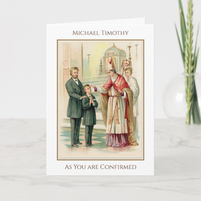 Tarjeta Sacramento de confirmación Vintage Religioso (Anverso)