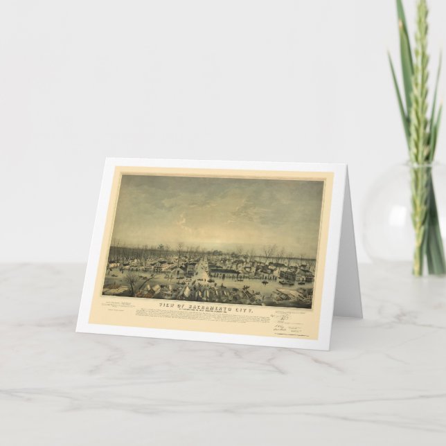 Tarjeta Sacramento, mapa panorámico de CA - 1850 (Anverso)